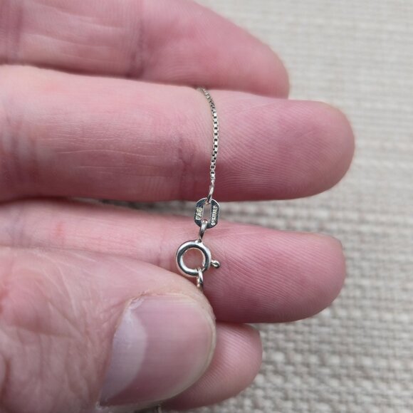 19.5 Inch Sterling Silver Large Circle Cubic Zirconia Pendant Necklace A6404 - Picture 6 of 8